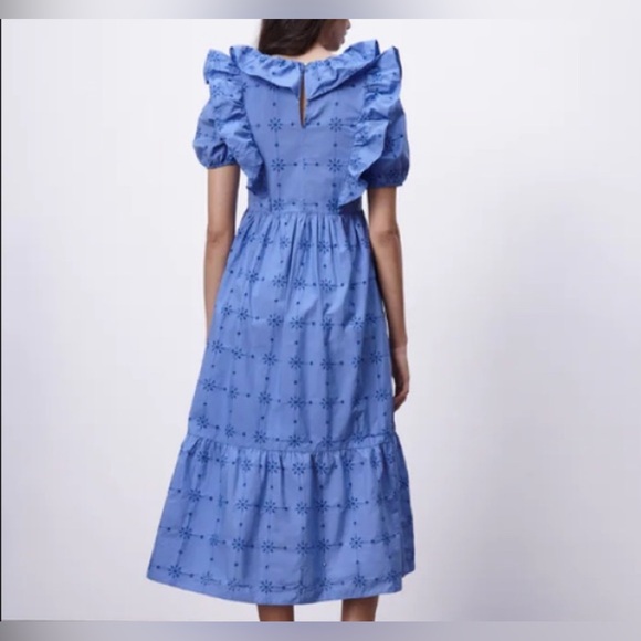 NWT Zara Floral Embroidery Ruffle Dress Size XS - Picture 4 of 12